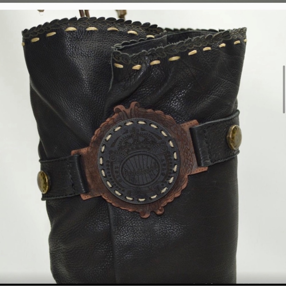 Baldinini whip stitch Italian leather fur boots 38